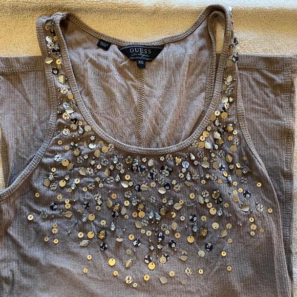 Guess Lightweight Ribbed Tank Top with Sequins - Picture 4 of 9
